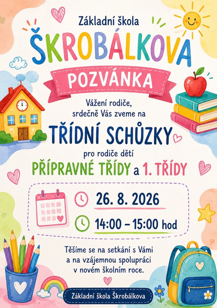 Pozvánka na třídní schůzky 26. srpna 2026 od 14:00